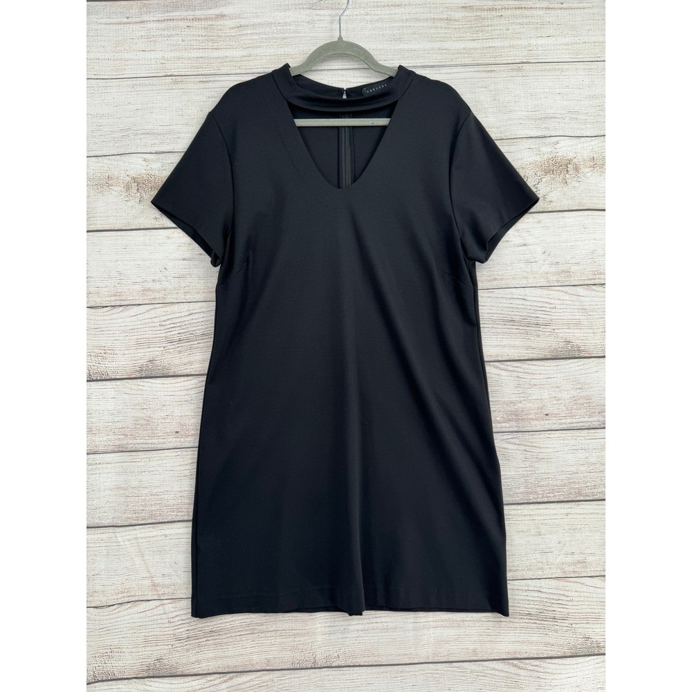 Sanctuary Dress Women XL Black Cutout V-Neck Short Sleeve Ponte Shift D0814-N45